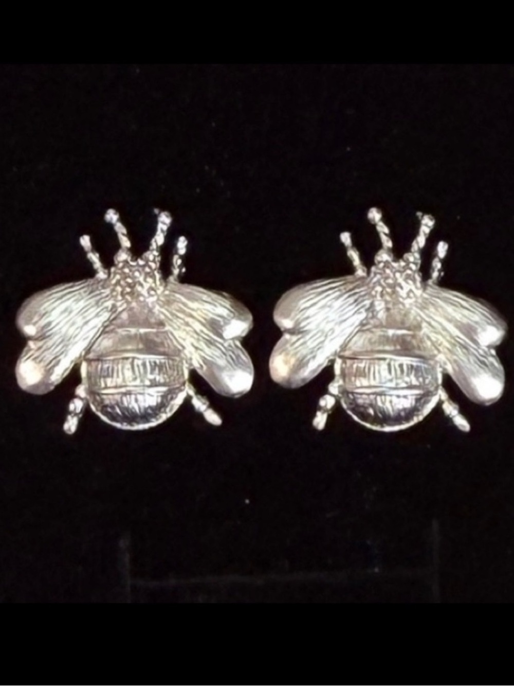 Silvertone Bee Stud Pierced Earrings